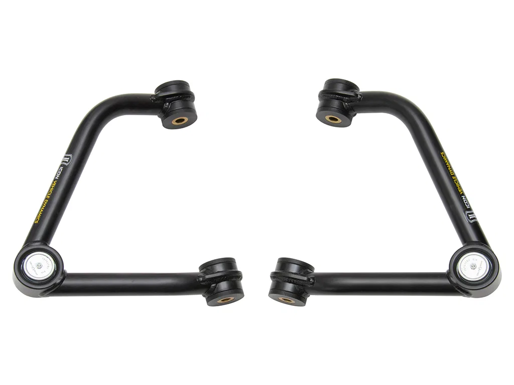 78620DJ – ICON Control Arm, Tubular Adjustable Black Steel Greaseable Set Of 2